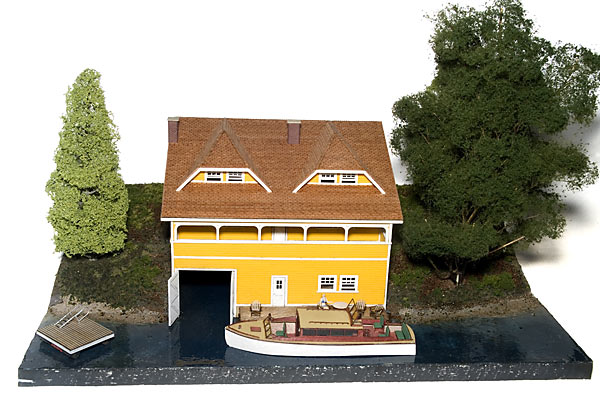 Lake scene buildings and details