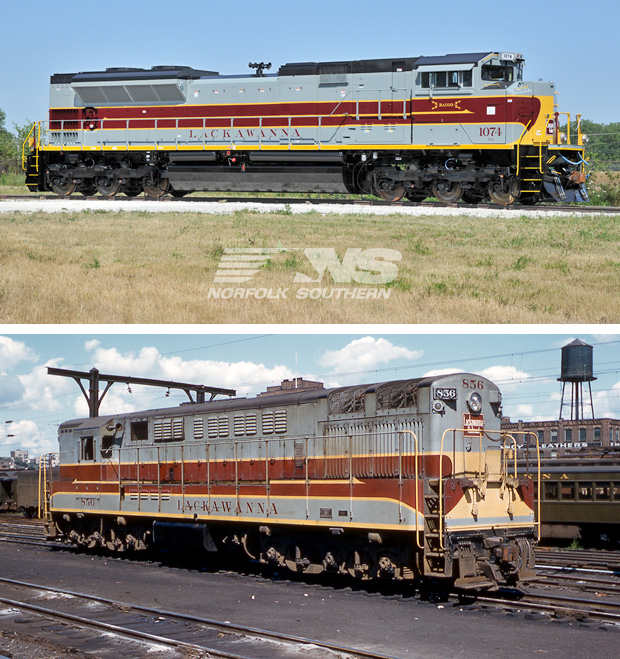 A gray and red train in 2012 vs 1956