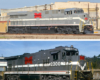 A gray and white train in 2012 vs 1989