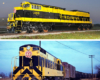 A black and yellow train in 2012 vs 1959