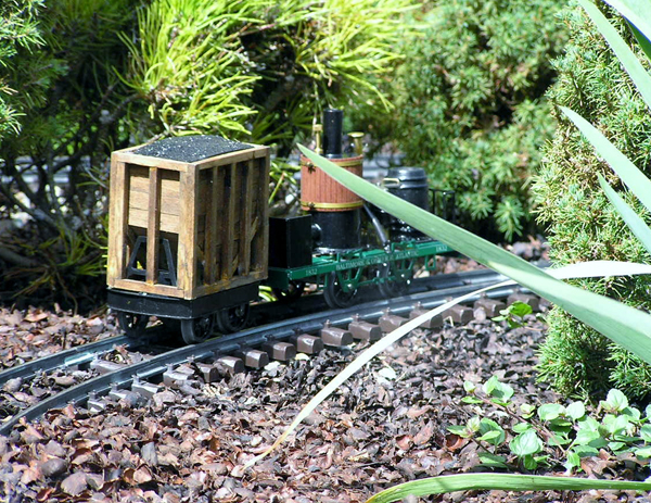 small tram on garden railroad