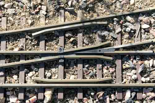 close up of gauge-1 turnout