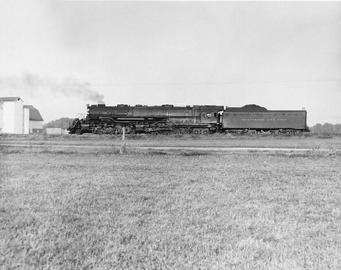 A distant shot of a train on the tracks