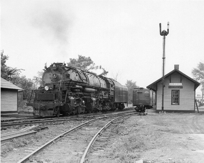 A train parked outside a station