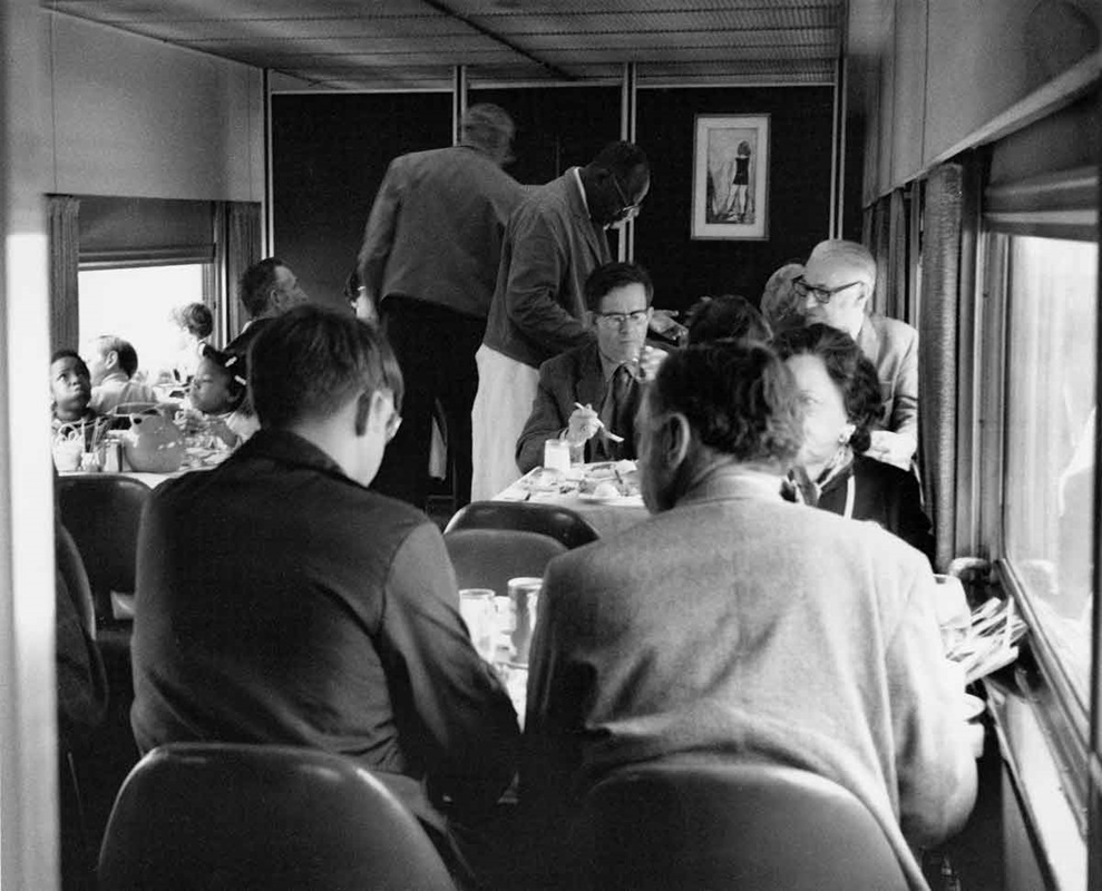 diners eating in a dining car