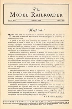 Model Railroader's 1st issue: January, 1934