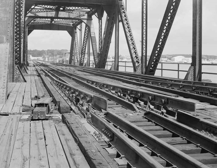 View of open swing bridge