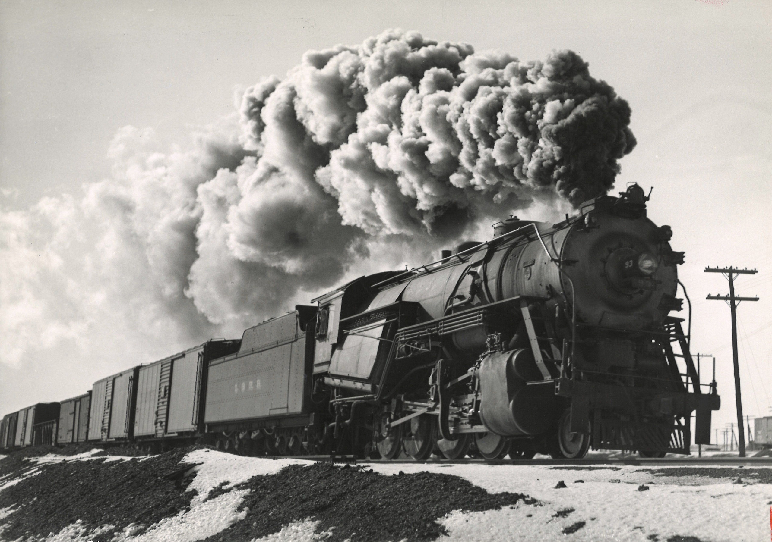 Lehigh & Hudson River steam locomotive with freight train