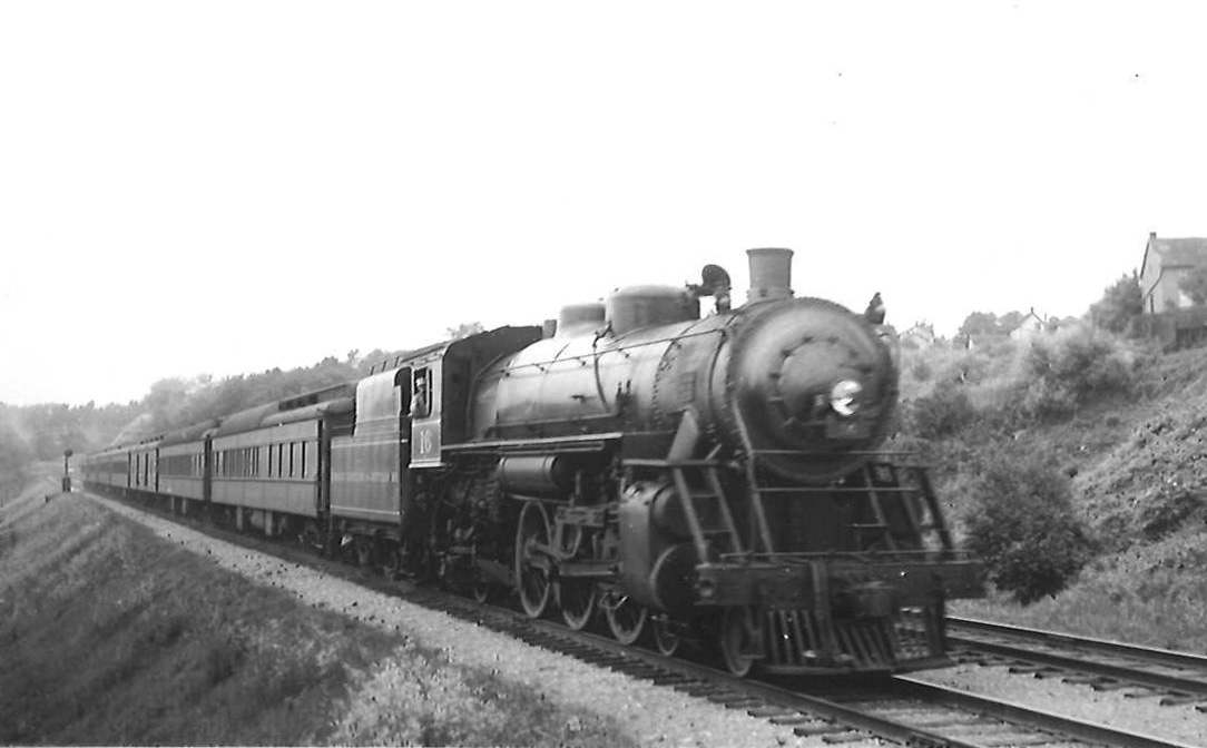 Toronto, Hamilton & Buffalo 4-6-2 steam locomotive with long passenger train