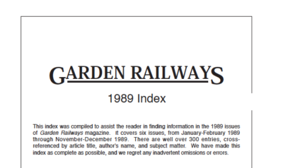 Garden Railways 1989 annual index
