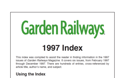 Garden Railways 1997 annual index