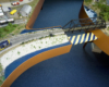 Overhead view of a lift-out section connecting two portions of a Santa Fe-themed layout.