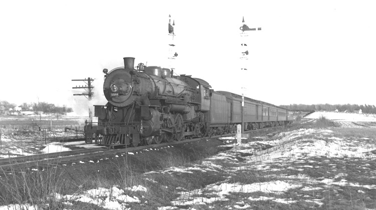 Steam locomotive stopped on tracks