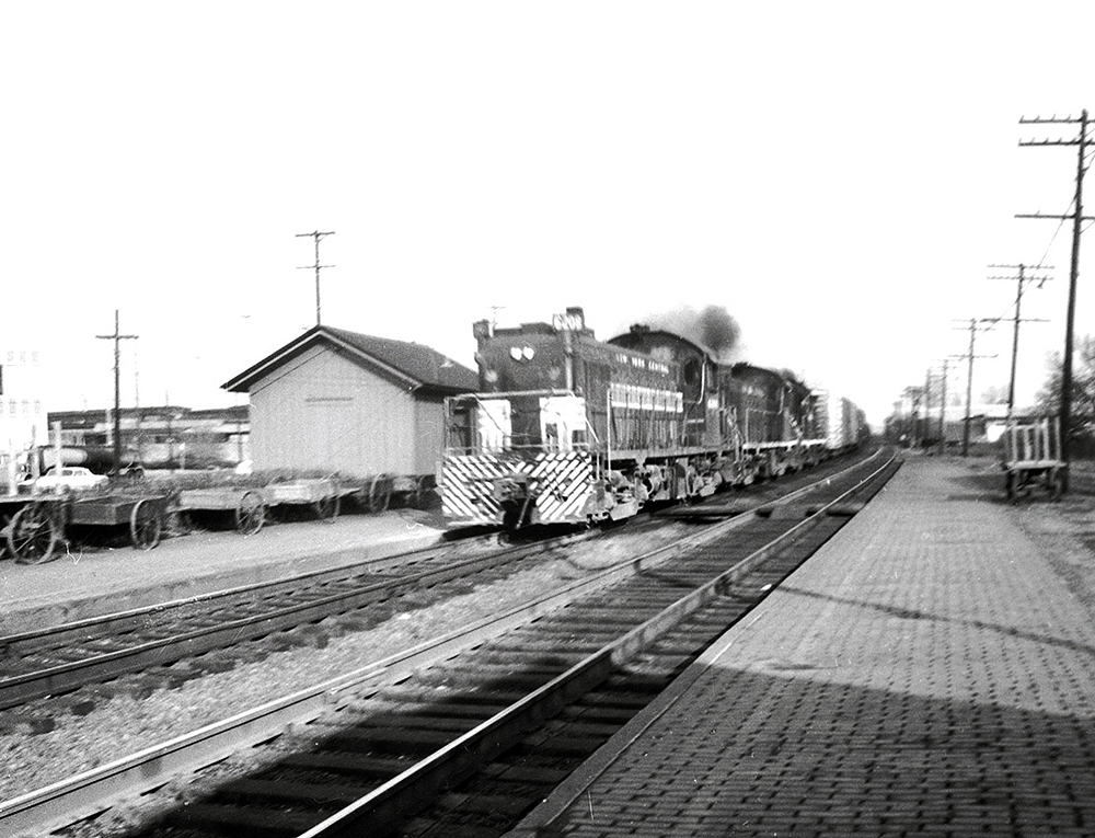 Road-switcher diesel locomotive with freight train