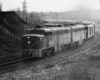 Alco PAs 16 and 17 with New York–Montreal Laurentian approaching Montreal West on its last run, April 30, 1971.