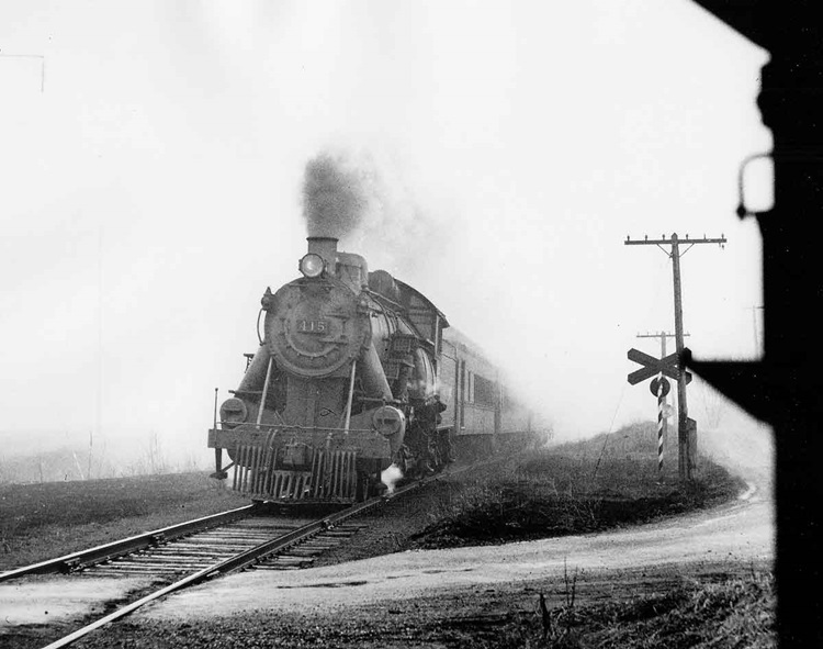 American-type 315, from the heaviest class of 4-4-0s ever built, with Reading–Lancaster local train 901 at Shreiners, circa 1940.