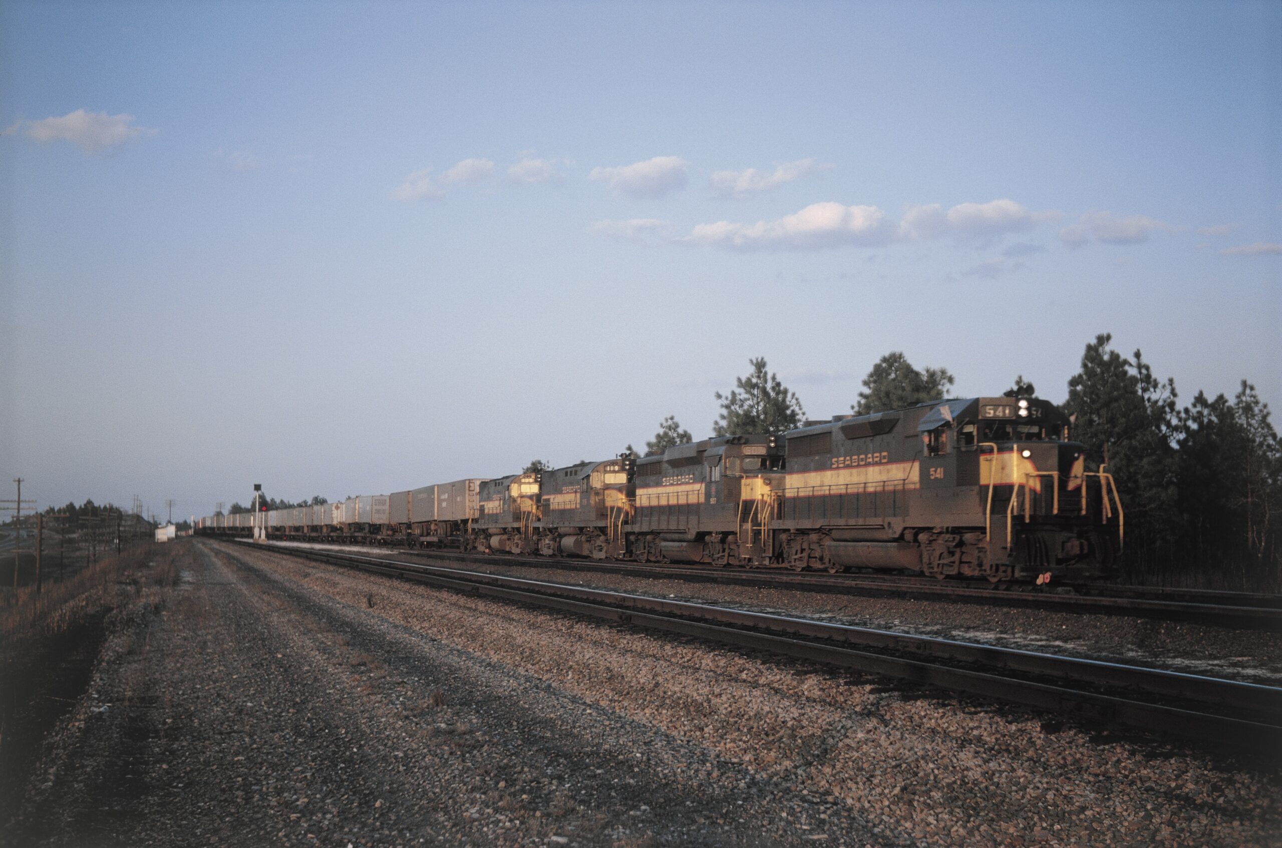 Road-switcher diesel locomotives on freight train