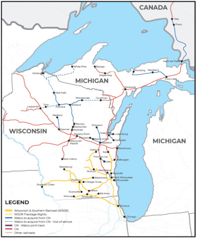 Watco sets startup dates for former CN lines in Wisconsin, Michigan, and Ontario
