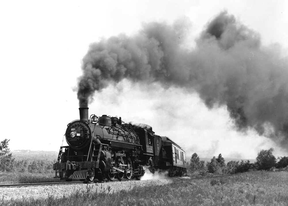 Steam locomotive with short passenger train