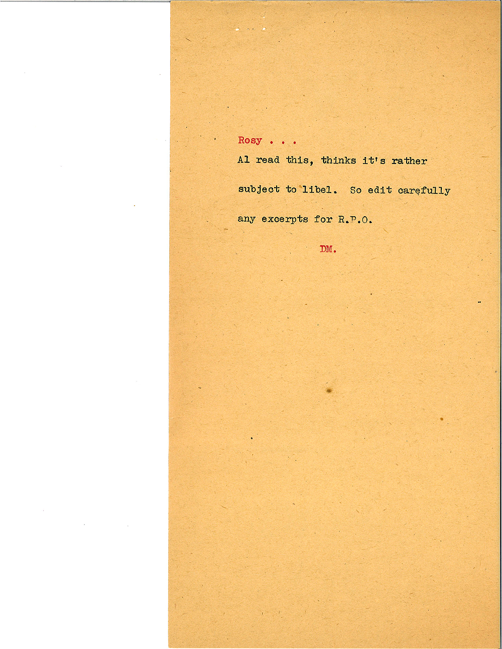 Color image of a typewritten memorandum.