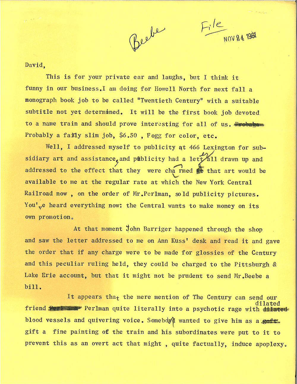 First page of typewritten letter from Beebe to Morgan.