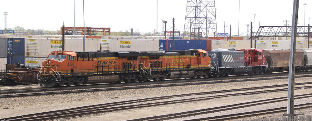 Locomotives on train in yard