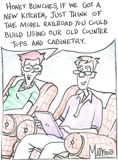 Model railroad humor: Cabinetry