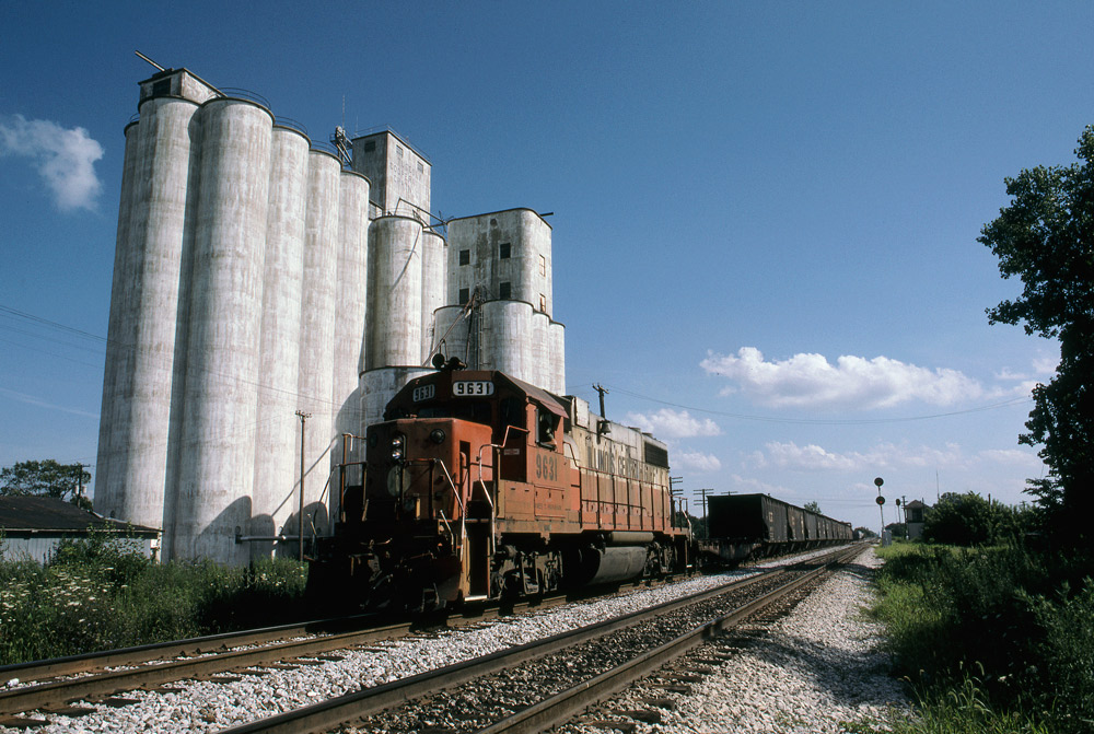 Road-switcher diesel locomotive with freight train