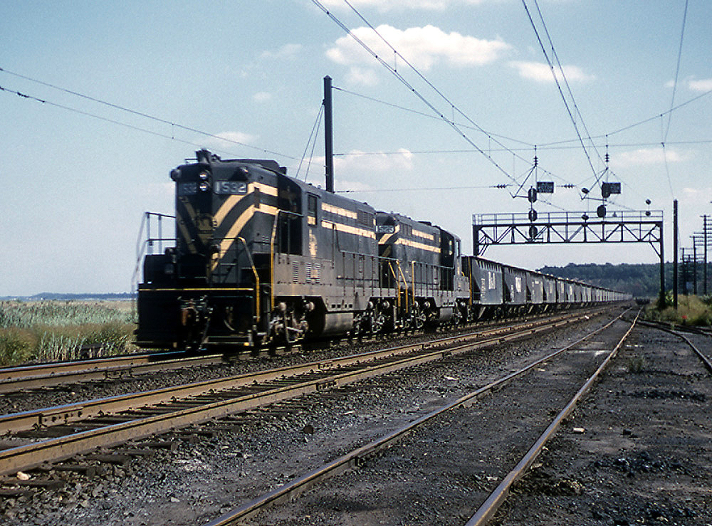 Road-switcher diesel locomotives with freight train