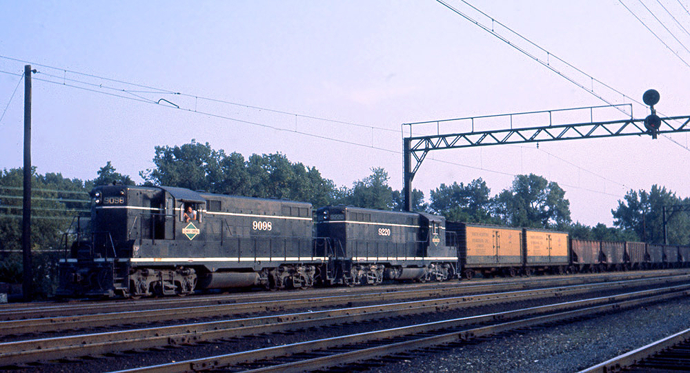 Road-switcher diesel locomotives with freight train