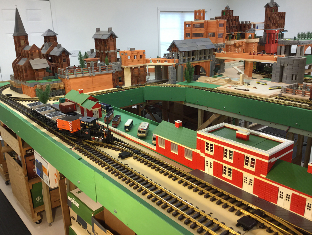 Indoor large-scale layout with N scale canal