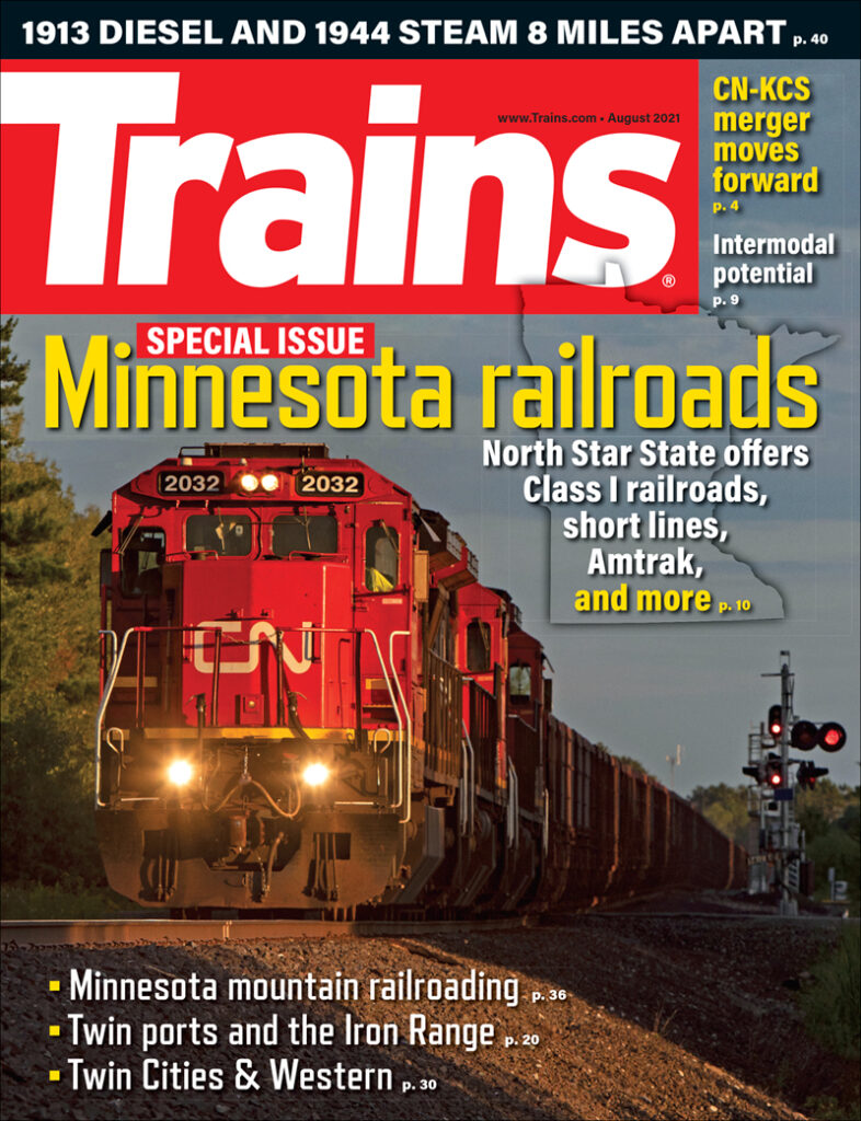 Trains Magazine August 2021 cover