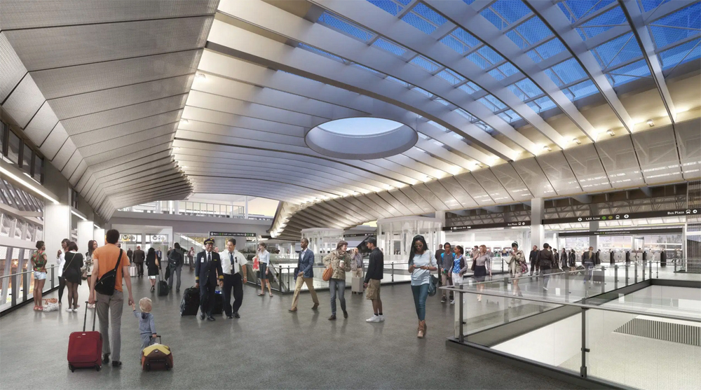 Rendering of inside of transit station