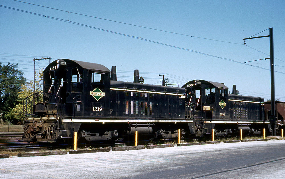 Two diesel switching locomotives