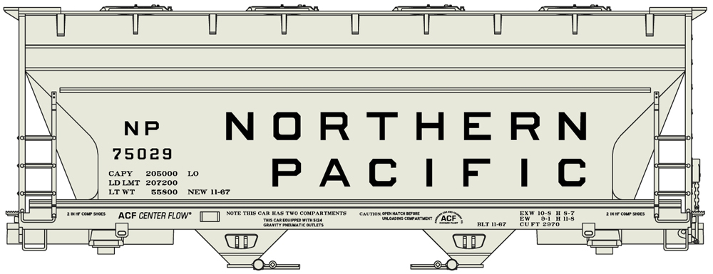 Northern Pacific two-bay covered hopper.