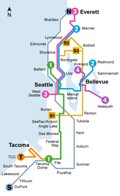 Sound Transit introduces new names, color coding for rail lines