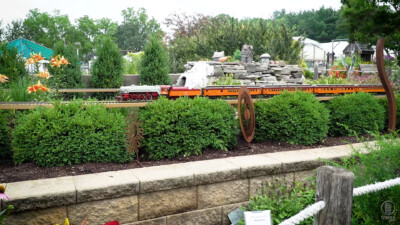 Visit the Burlington Garden Center’s garden railroad