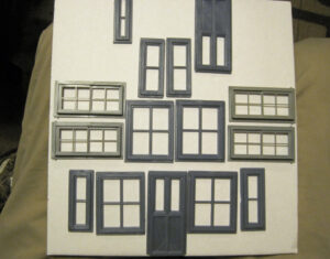 A selection of model windows and a door