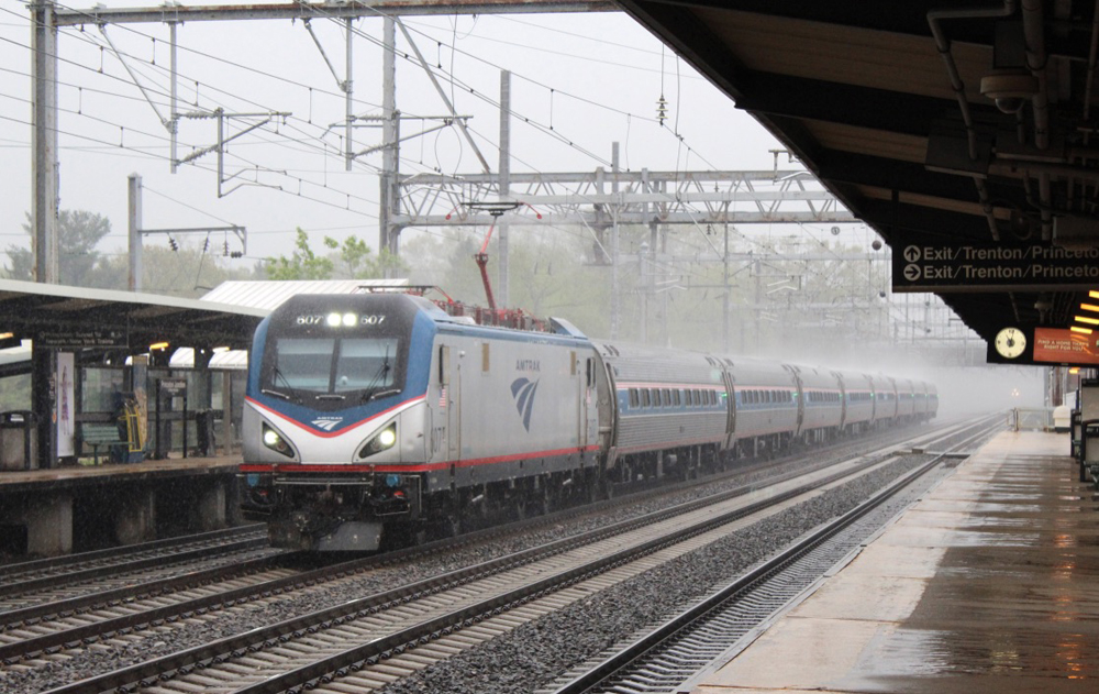 Train in rain