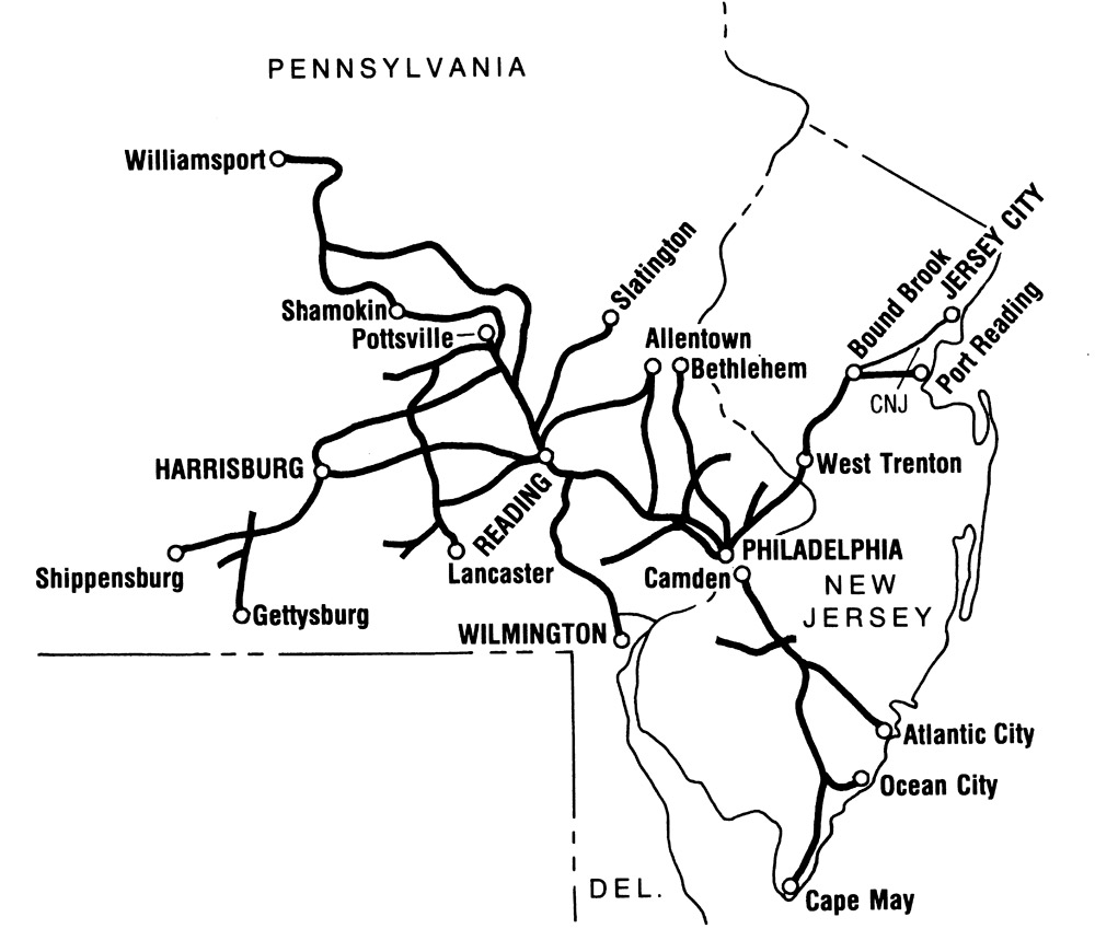 Map of Reading Railroad lines