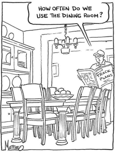 Model railroad humor: Dining room