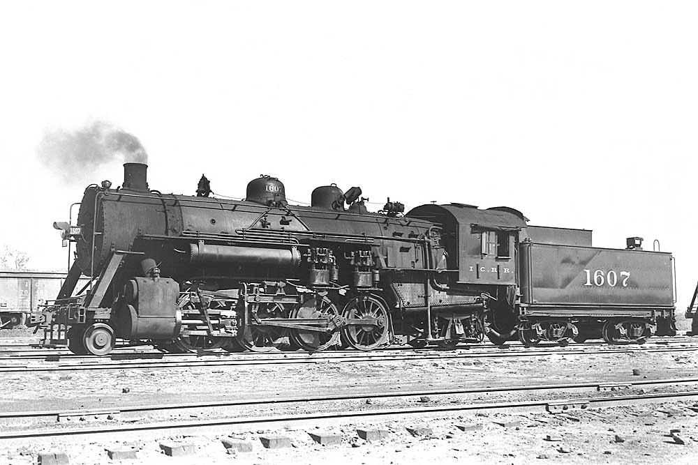 Steam locomotive standing in rail yard
