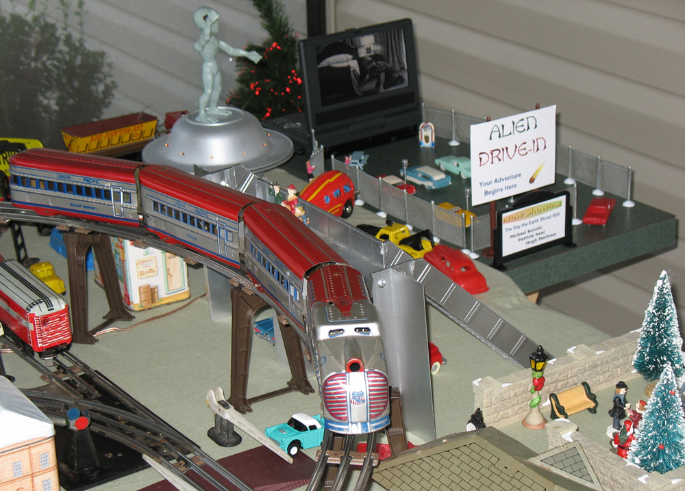Model Marx train on toy train layout