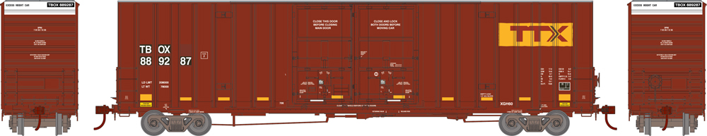 TTX 60-foot high-cube double-door boxcar.