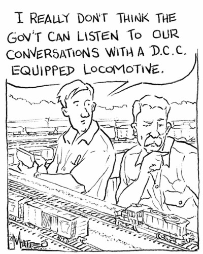 Model railroad humor: Listening in