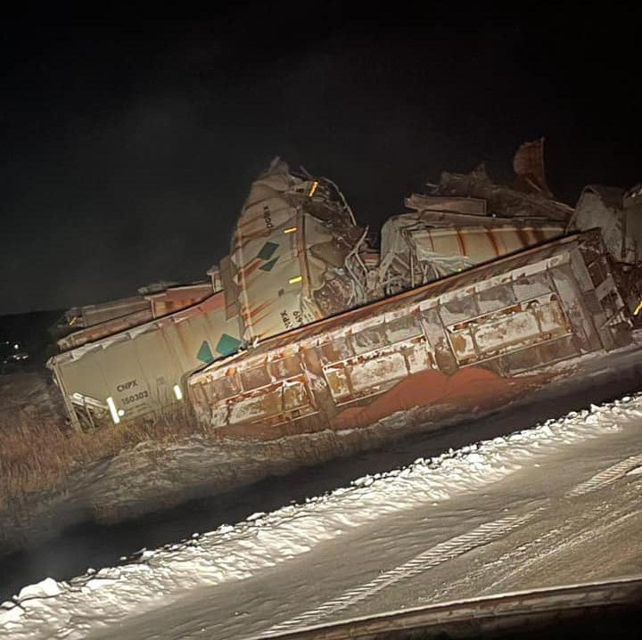 Damaged hopper cars