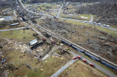 News Photos: Train derailed by tornado in Kentucky
