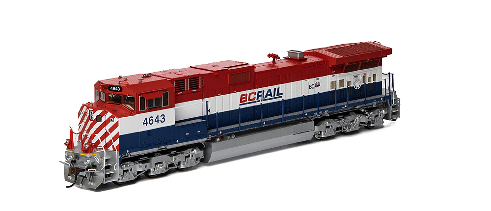 Red, white, and blue locomotive.