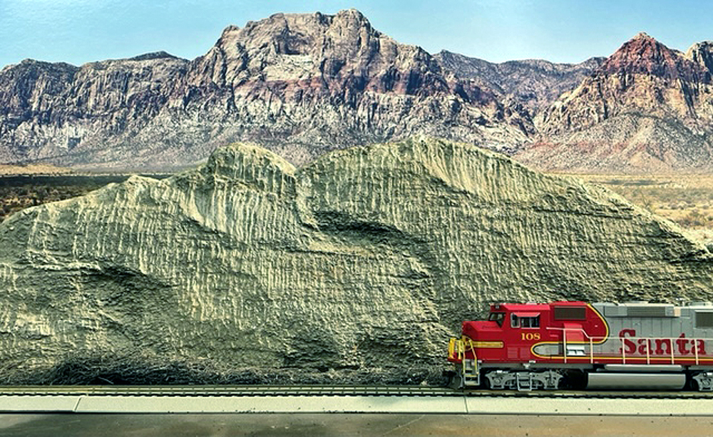Multi-scale Desert Dirt from Rubber Rock line with Santa Fe train.
