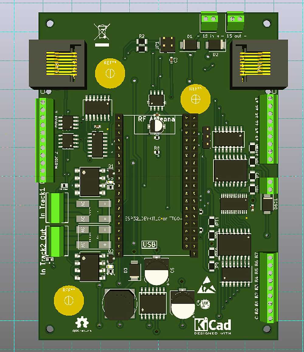 Deepwoods Software/The Country Robot ESP32 pulse width modulated “half siding” board kit.